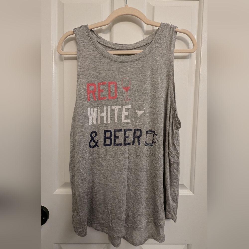 Women's XL Red, White, and Beer July 4th tank